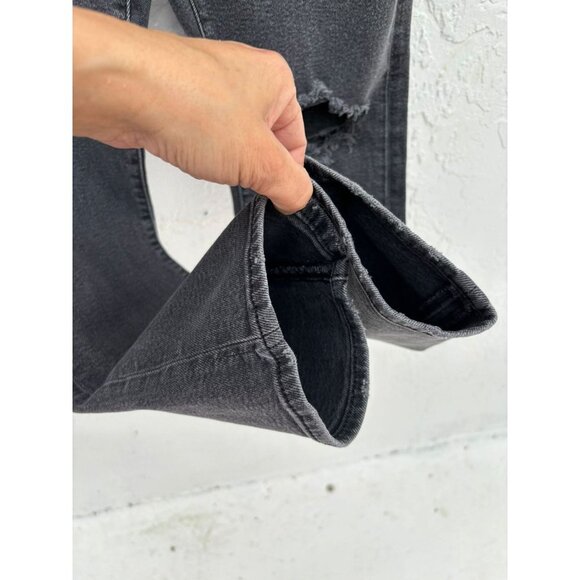 Levis Womens Wedgie Straight Cut Tattered Jeans Acid Black Size 28 - Picture 10 of 13